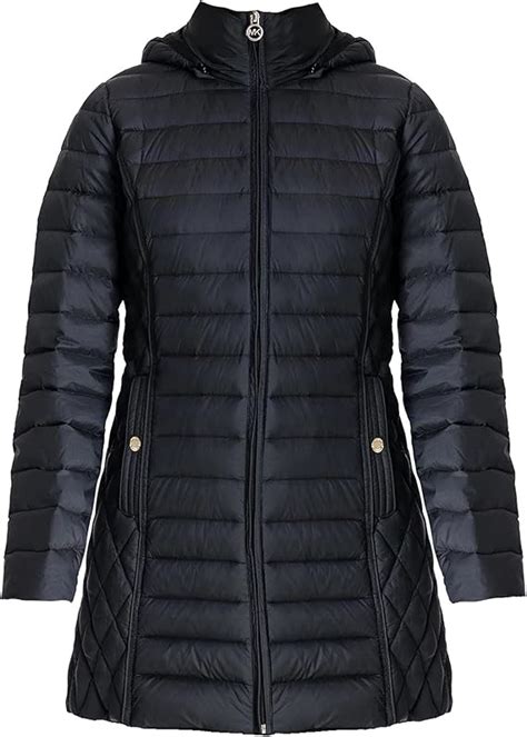 michael kors 3 4 length black down coat|Michael Kors ultra lightweight down.